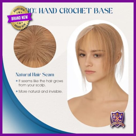 Human Hair Topper with Air Bangs, T-Part Lace Base, 11 Inch Length main image 6